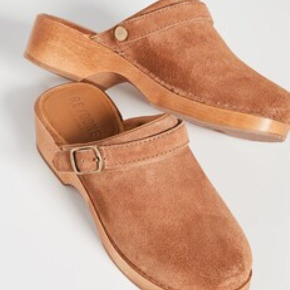 NEW RE/DONE Made In Italy Leather 70's Classic Clogs Cuoio for women 567mn - Picture 3 of 9